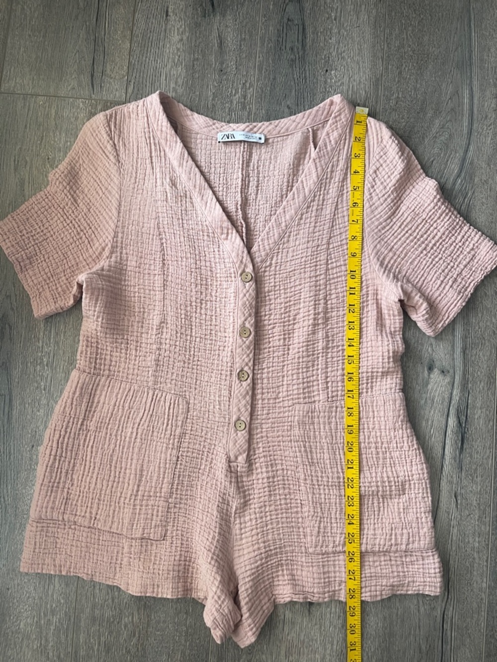 Zara Dusty Pink  Button-Front Romper - Picture 3 of 12